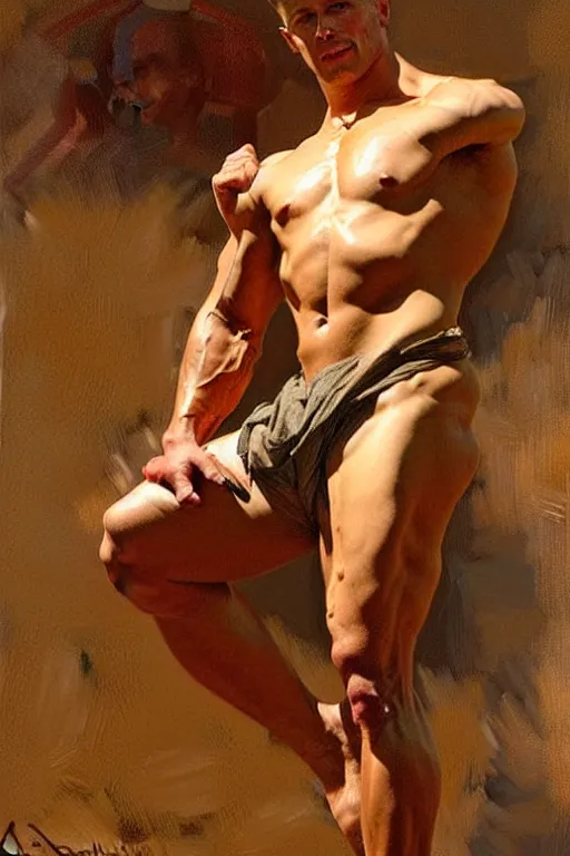 Prompt: muscular gigachad, painting by gaston bussiere, craig mullins, j. c. leyendecker