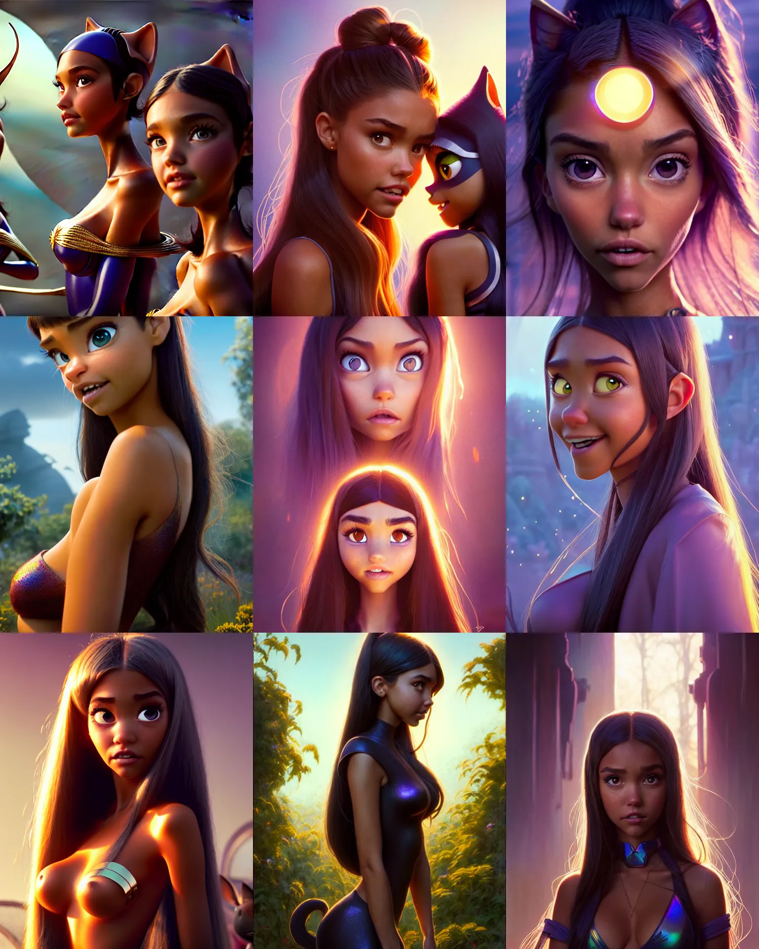 Prompt: weta disney pixar movie still portrait photo of madison beer, jessica alba : : as catgirl woman by pixar : : by weta, greg rutkowski, wlop, ilya kuvshinov, rossdraws, artgerm, marvel, maxim magazine cover, rave otufit, unreal engine, sweaty, iridescent, bright morning, anime, : :