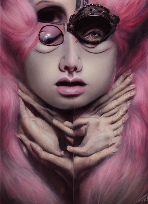 Image similar to pop surrealism, lowbrow art, realistic sylvester stallone painting, japanese street fashion, hyper realism, muted colours, rococo, natalie shau, loreta lux, tom bagshaw, mark ryden, trevor brown style,