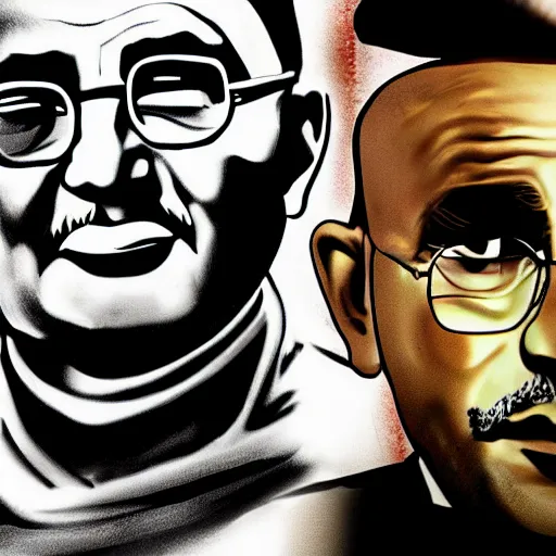 Prompt: ghandi in the style of gta v artwork, digital art