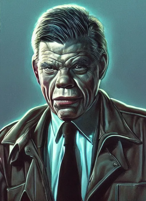 Image similar to portrait of Tom Atkins in Night of the Creeps (1986), highly detailed, centered, solid color background, digital painting, artstation, concept art, smooth, sharp focus, illustration, Jason Edmiston, donato giancola, Joseph Christian Leyendecker, Les Edwards, Ed Repka, WLOP, Artgerm