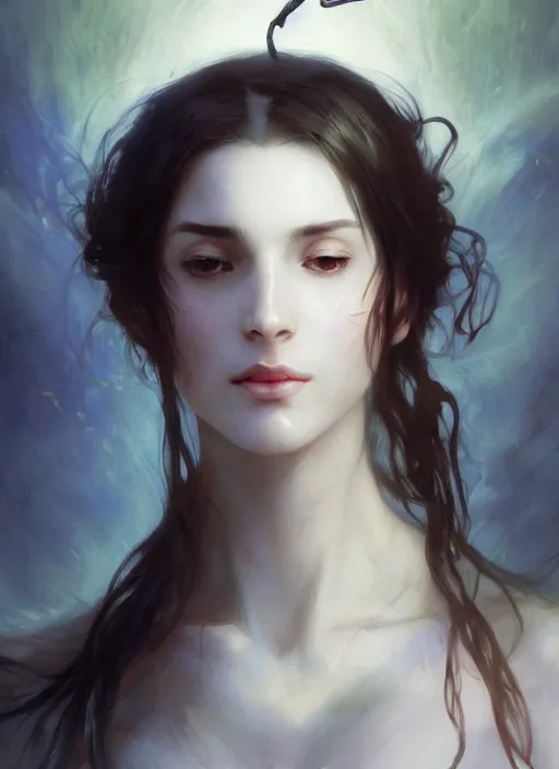Prompt: character concept portrait of an attractive young aroused Spanish female wizard with pale skin enchanting a protection spell, a floating iridescent spell book in the center, intricate, elegant, digital painting, concept art, smooth, sharp focus, illustration, from Metal Gear, by Ruan Jia and Mandy Jurgens and William-Adolphe Bouguereau, Artgerm