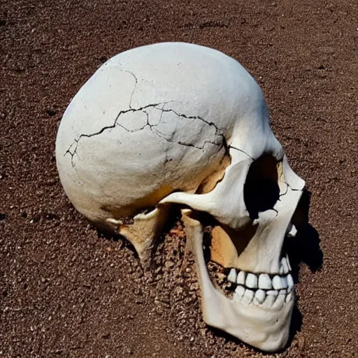 Prompt: skull made of falling sand