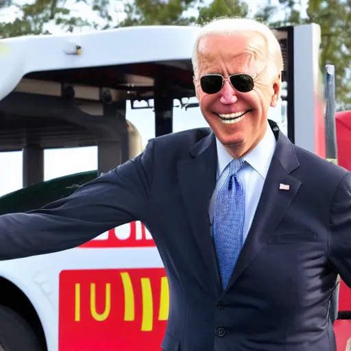 Image similar to Joe Biden sipping gasoline from the gas station gas pump