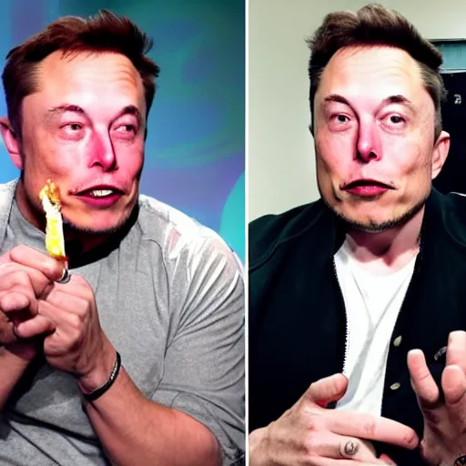 Image similar to elon musk smoking a joint on the joe rogan podcast, weed