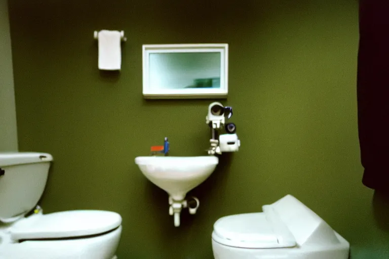 Image similar to a photo of a toilet chameleon in its natural habitat, kodak ektachrome e 1 0 0 photography