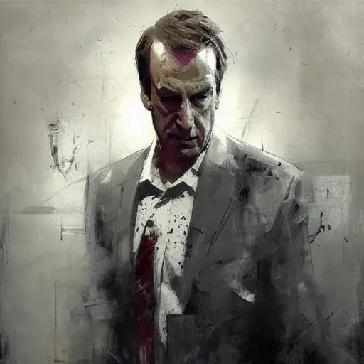 Prompt: abstract painting of saul goodman by jeremy mann