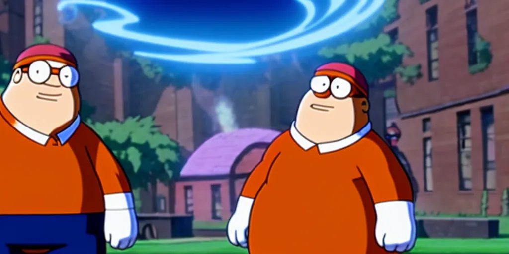 Image similar to Peter griffin from family guy in a pokemon duel , 4K screenshot from Pokemon: the movie