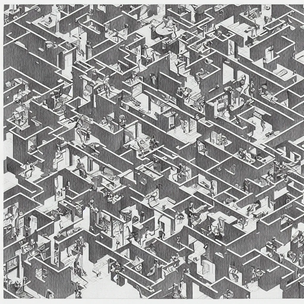 Prompt: the internet, drawn by m. c. escher