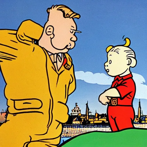 Prompt: portrait of tintin, by herge