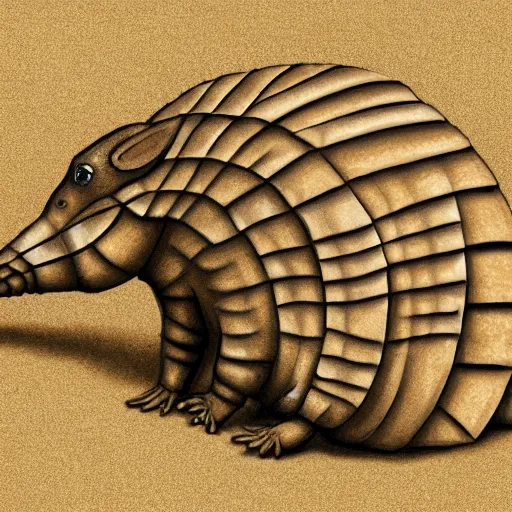 Image similar to A armadillo made of sand, highly detailed, fantasy art