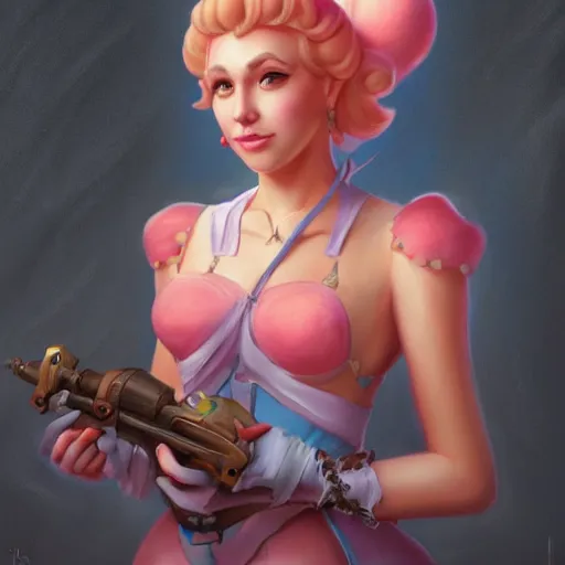 Image similar to princess peach as realistic human character art portrait, matte fantasy painting, deviantart artstation, by jason felix by steve argyle by tyler jacobson by peter mohrbacher, cinema c 9. 0