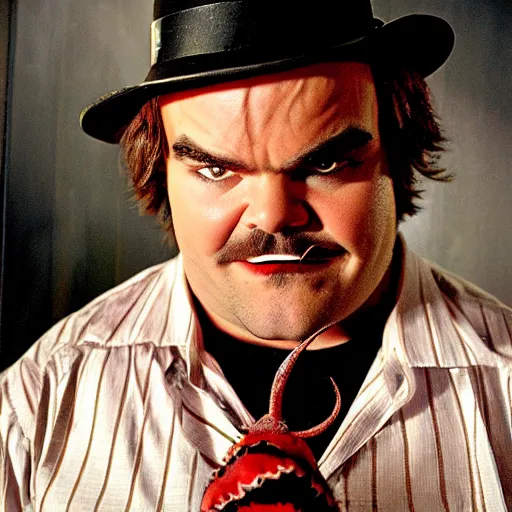 Image similar to jack black as freddy krueger, horror, vintage photo