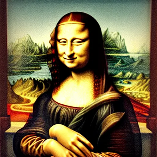 Image similar to The Mona Lisa giving the middle finger.