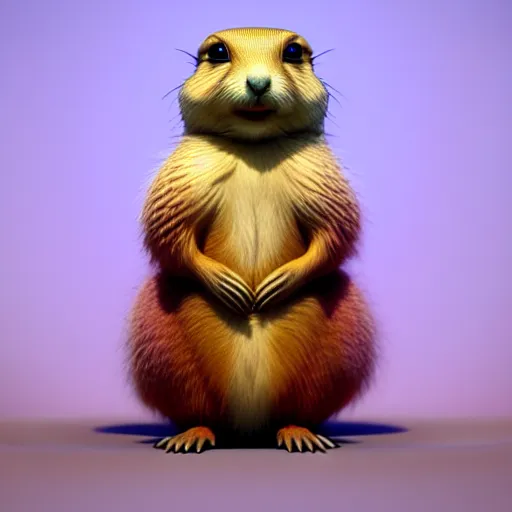 Prompt: cute fluffy prairie dog :: by James Jean, Jeff Koons, Dan McPharlin Daniel Merrian :: ornate, dynamic, particulate, rich colors, intricate, elegant, highly detailed, centered, artstation, smooth, sharp focus, octane render, 3d