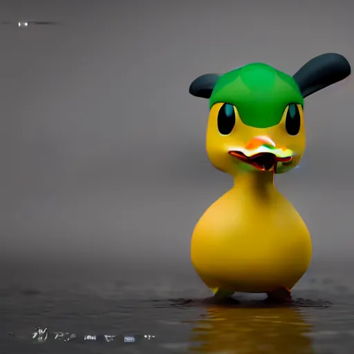 Image similar to photography of a realistic psykokwak duck, ultra detailed, 8 k, cinematic lighting, natural background, trending on artstation, pokemon