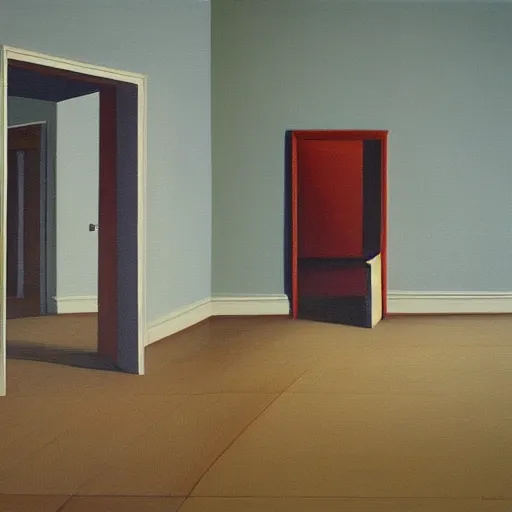 Prompt: an object in an empty room by ivan seal, painting, surreal