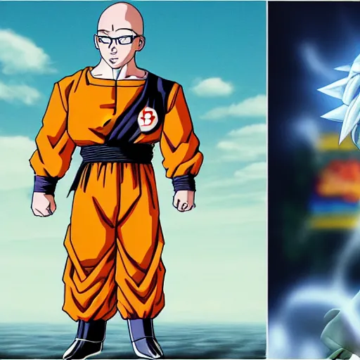 Prompt: joe pera as a dragonball z character