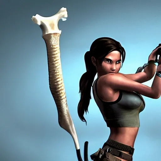 Prompt: x ray of lara croft bone