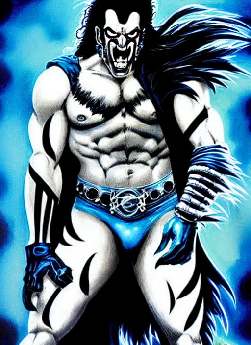 Prompt: lobo from dc comics movie poster art by jim warren