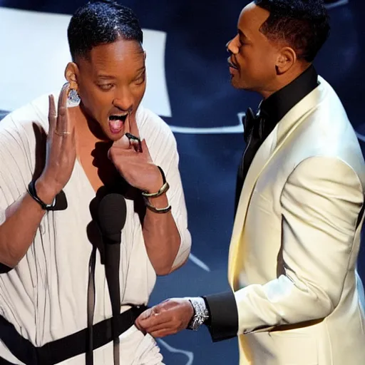 Image similar to will Smith hitting jada smith with Chris rock at the Oscars