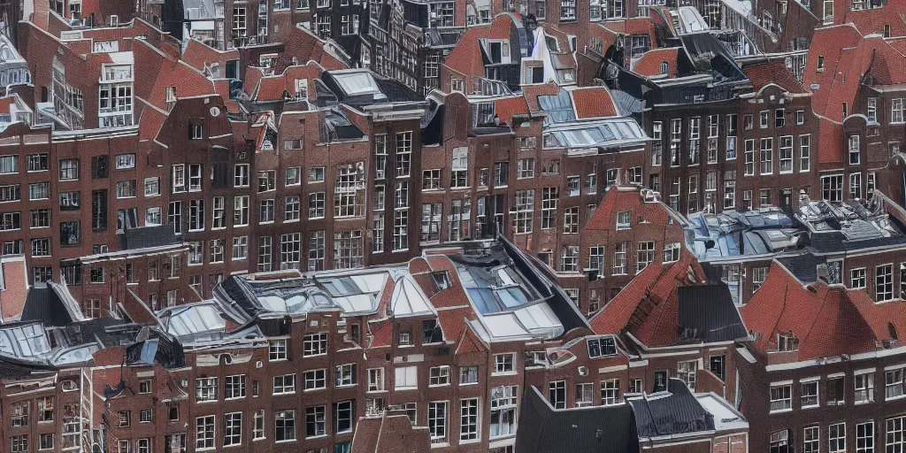 Prompt: the rooftops of amsterdam after the storm. 4 k vray