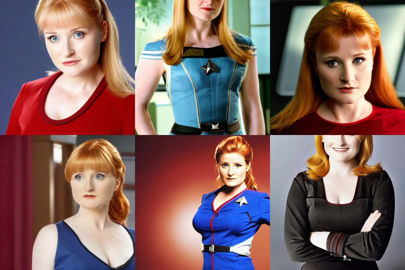 Prompt: Melissa Rauch as captain Kathryn Janeway of star trek Voyager