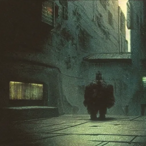 Image similar to from movie bladerunner, a scifi vehicle in a street, beksinski, scene from bladerunner movie