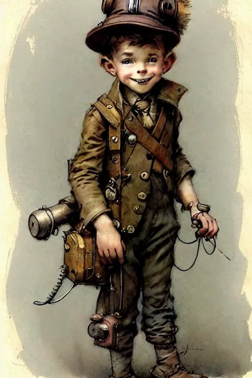 Image similar to (((((1950s steampunk adventurer boy inventer explorer . muted colors.))))) by Jean-Baptiste Monge !!!!!!!!!!!!!!!!!!!!!!!!!!!