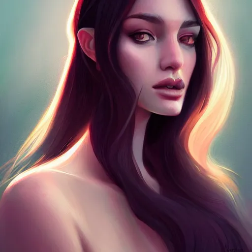 Image similar to portrait of a beautiful girl, portrait, long hairs, elegant, highly detailed, digital painting, artstation, concept art, sharp focus, illustration, art by loish