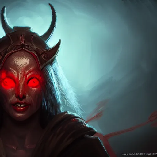 Image similar to Kitava insatiable hunger, path of exile, demon, blindfold, artstation, concept art, digital painting, highly detailed, portrait