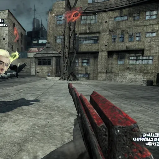 Prompt: Draco Malfoy! in the call of duty zombies map Tranzit, screenshot!!, BO2 Tranzit!!!,