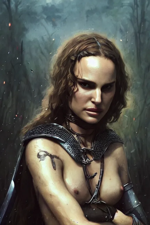 Prompt: natalie portman, legendary warrior, lord of the rings, tattoos, decorative ornaments, battle armor, by carl spitzweg, ismail inceoglu, vdragan bibin, hans thoma, greg rutkowski, alexandros pyromallis, perfect face, fine details, realistic shading photorealism