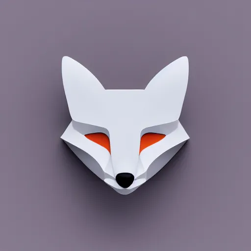 Image similar to an abstract, simplified icon depicting a fox's head, white background, elegant, award-winning, clever, render, blender, 3d, high quality, app, ios