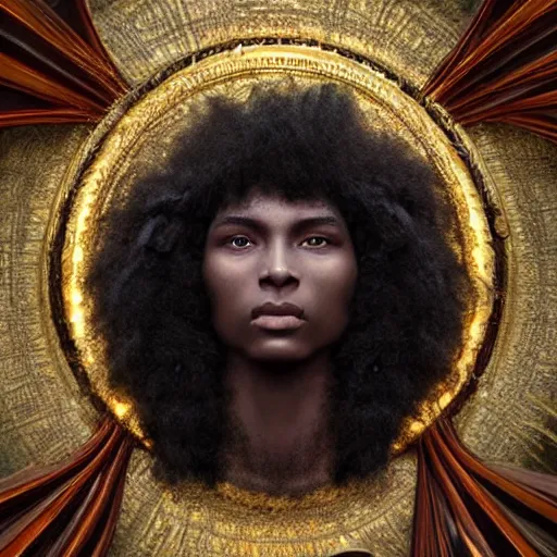 Image similar to Perfectly-centered portrait-photograph of a real life completely black god, lifelike, super highly detailed, professional digital painting, artstation, concept art, Unreal Engine 5, Photorealism, HD quality, 8k resolution, cinema 4d, 3D, beautiful, cinematic, art by artgerm and greg rutkowski and alphonse mucha and loish and WLOP