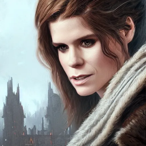 Image similar to a portrait of kate mara as a sorceress, urban motifs, intricate, elegant, highly detailed, digital painting, trending on artstation, concept art, smooth sharp focus, illustration, art by artgerm and greg rutkowski