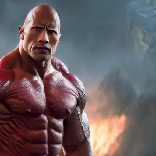 Prompt: film still of Dwayne Johnson as Drax in Avengers Endgame