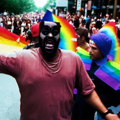 Image similar to Photo of Ghostface from Scream at a gay pride parade, 8k,