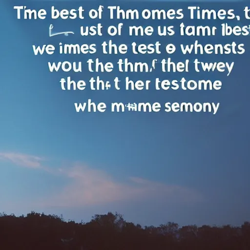 Prompt: the best of times are when i'm alone with you some rain some shine we'll make this a world for two our memories of yesterday will last a lifetime we'll take the best, forget the rest and someday we'll find these are the best of times these are the best of times