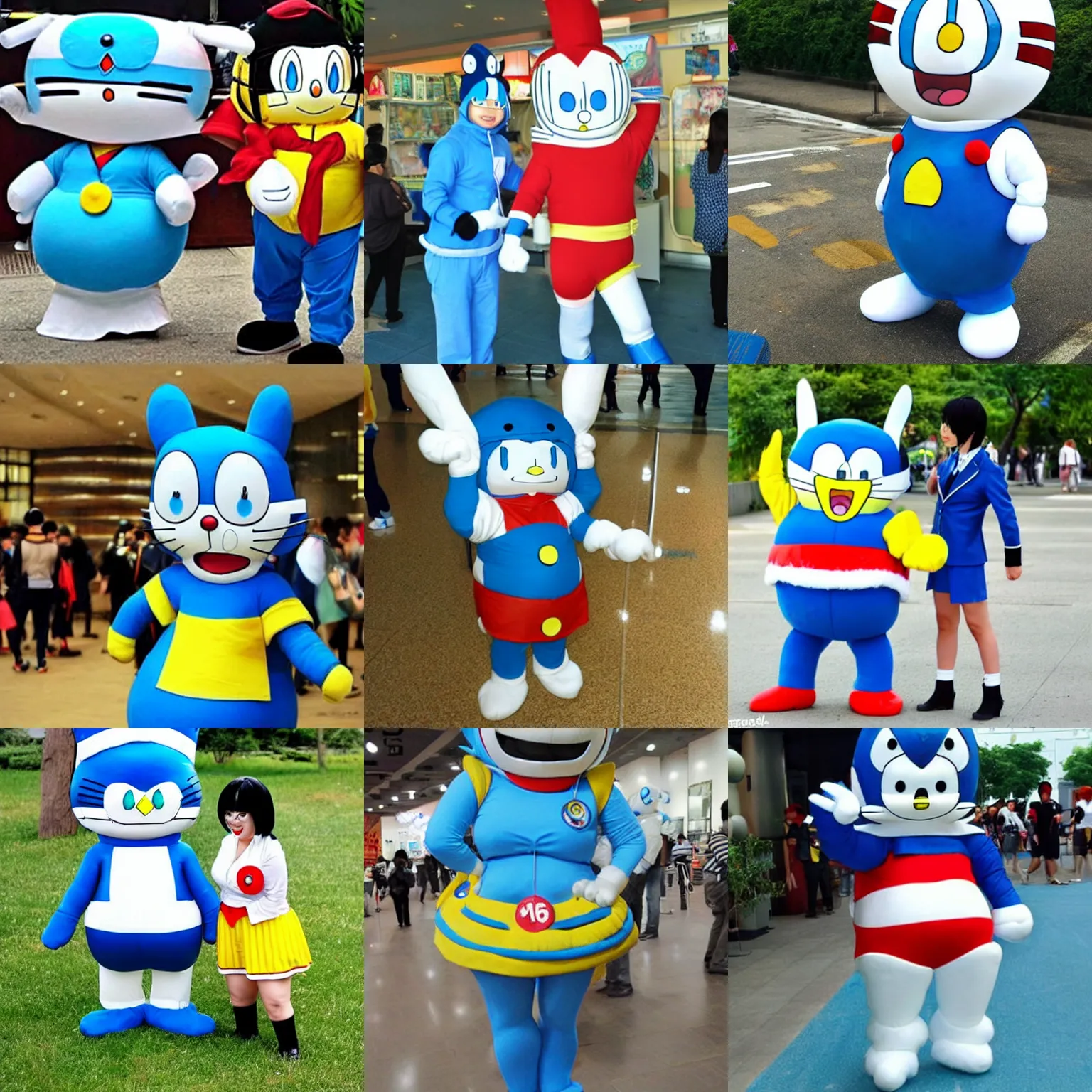 Prompt: poor cosplay of doraemon