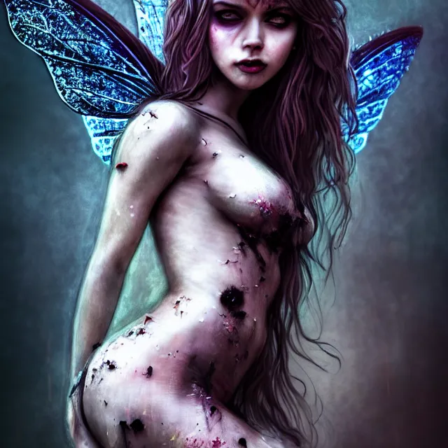 Image similar to full body pose, beautiful adult anarchy fairy, dirty, grungy, grunge, highly detailed, 4 k, hdr, smooth, sharp focus, high resolution, award - winning photo, artgerm, photorealistic