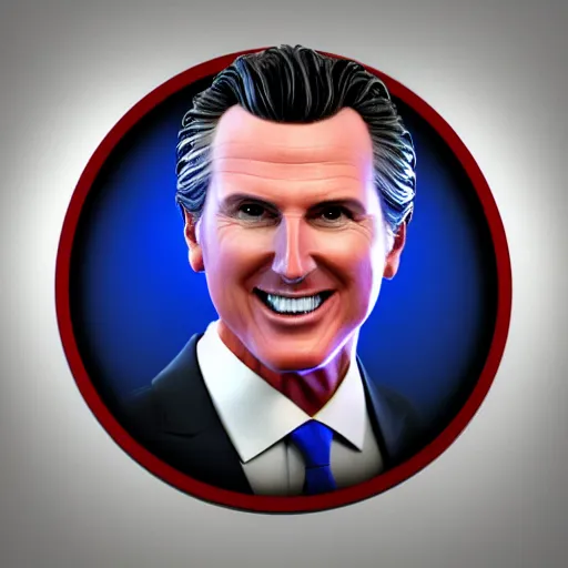 Prompt: Dartboard in the shape of Gavin Newsom's face, 3d render, digital art, artstation, hyper realistic, 8k ................. grinning face