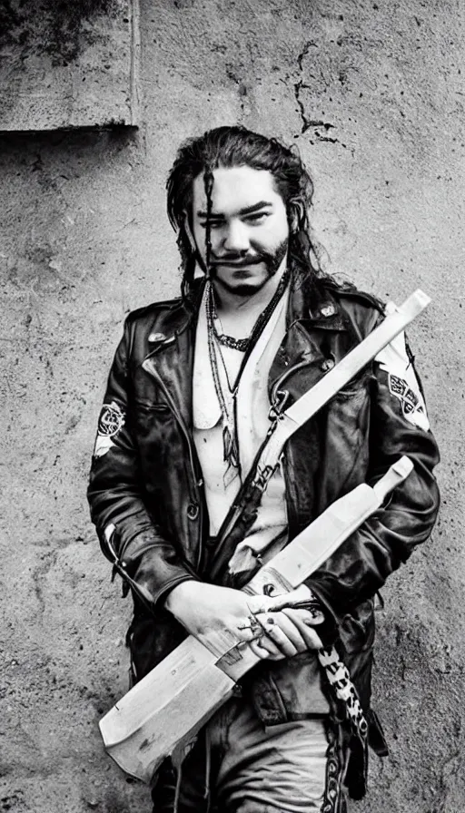 Image similar to Post Malone as Mexican revolutionary fighter