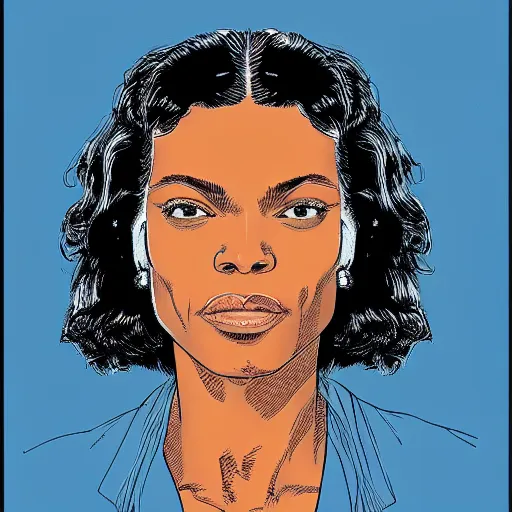 Prompt: rosario dawson retro minimalist portrait by jean giraud, moebius starwatcher comic, 8 k