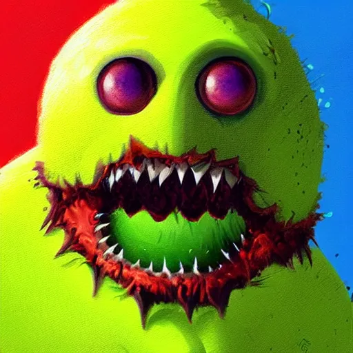 Image similar to a tennis ball monster, digital art, fantasy, magic, trending on artstation, ultra detailed, professional illustration by Basil Gogos