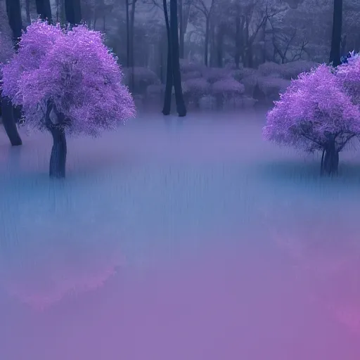 Prompt: inside an ethereal forest with a purple lake, highly detailed, 4k, HDR, award-winning, octane render