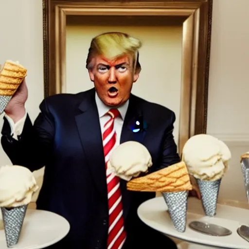 Prompt: Donald trump eating ice cream