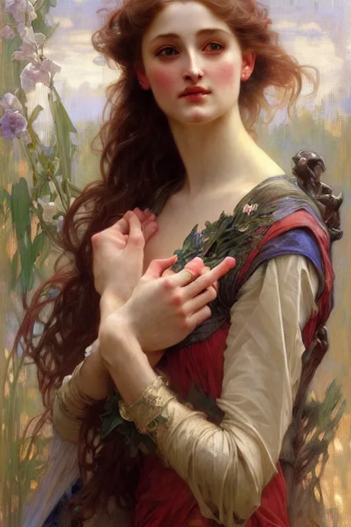 Image similar to sansa, painting by daniel gerhartz, alphonse mucha, bouguereau, pre - raphaelite, detailed art, artstation