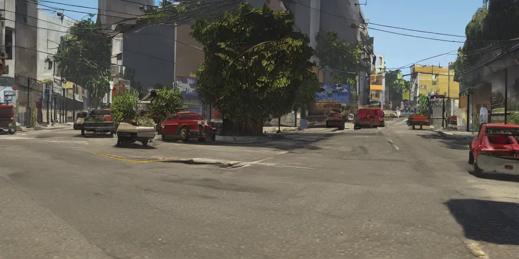 Image similar to 4 grados norte in guatemala city if it was a game like grand theft auto v first person view, with realistic visuals and award winning gameplay, graffitis