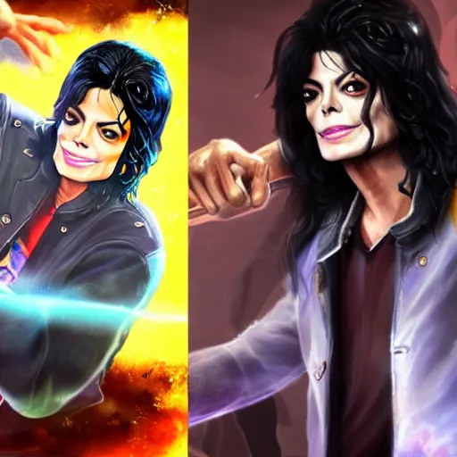 Prompt: michael jackson as a character in the game league of legends, with a background based on the game league of legends, detailed face